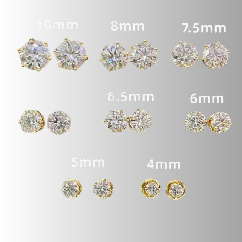 Stylish moissanite earrings pass diamond tester simple classic 6 prong 925 sterling silver moissanite screw back stud unique design fashionable om13