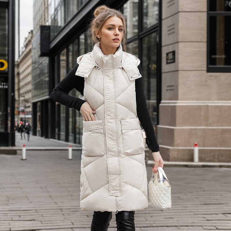 jacket puffer Down Cotton Vest Womens Winter New Item Mid to Long Vest Hooded Cotton Vest Shoulder Vest Thick Jacket S260804IUEI