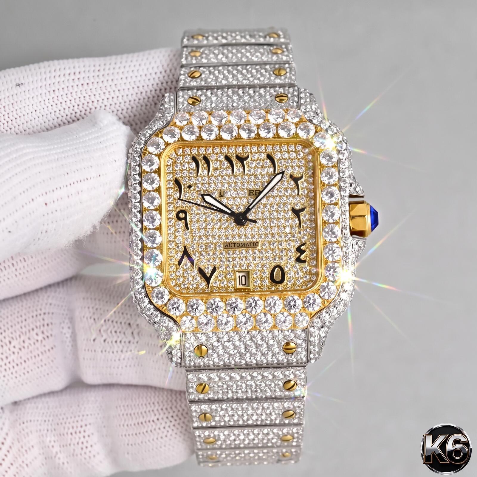 moissanite high-end custom luxury jewelry, Molssanite fully automatic mechanical wristwatch, high-quality handcrafted mossanite gemstone men's