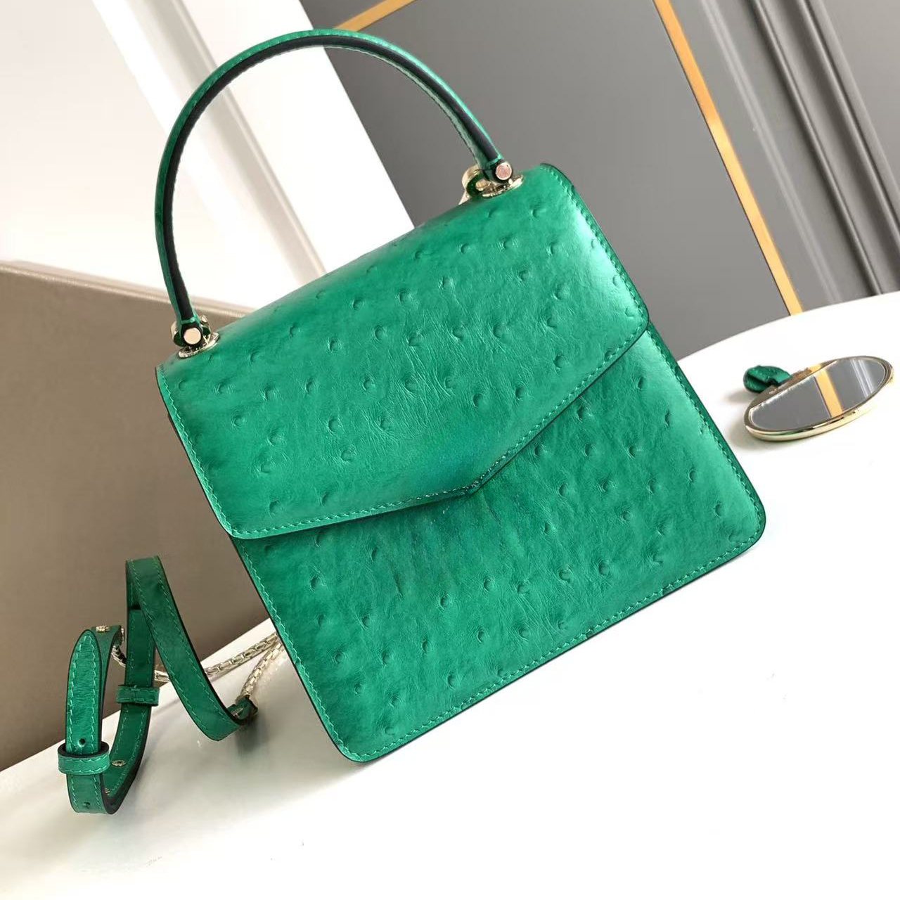 Crystal Bag Designer Bag Python Leather Messenger Bag Snake Chain Handle Small Handbag with Mirror Women Shoulder Bag serpentin bag top quality
