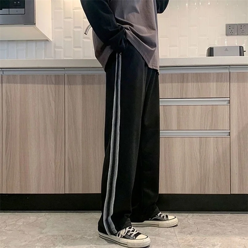Spring and Summer Fashion Hong Kong Style Split Wide Leg Casual Loose Fashion Sports Straight Sleeve Mens Pants 260612BJ