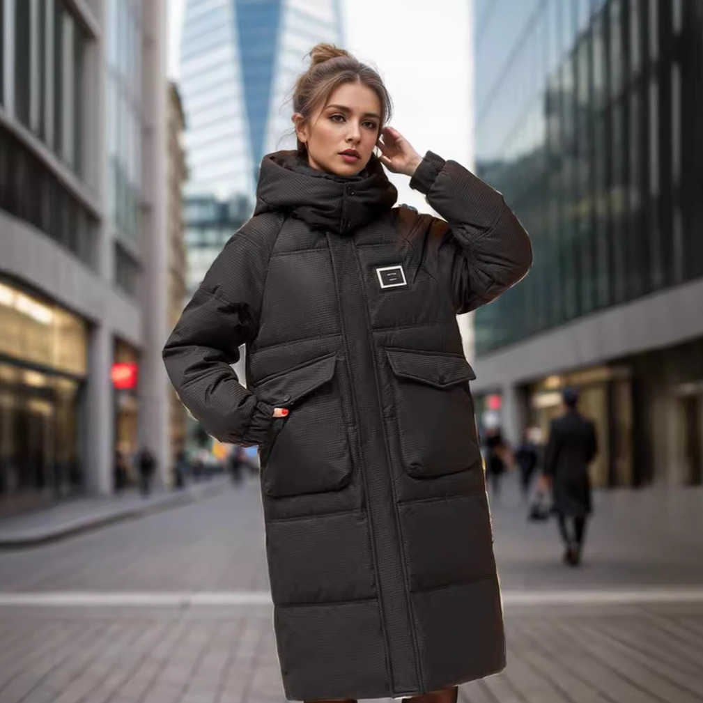 Jacket Puffer Down Jacket Women New Hooded Version Loose Medium Long White Duck Down Thick Womens Hooded Warm Jacket S26080401SE