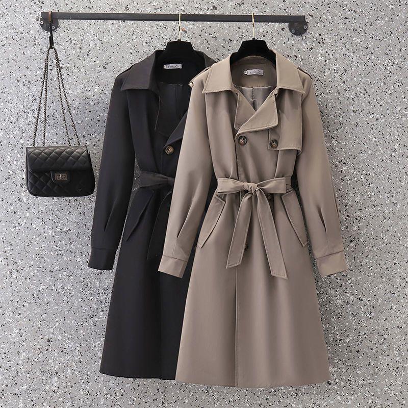 Plus-size trench in British style 2026 new autumn winter mid-length coat for petite women, stylish and slimming