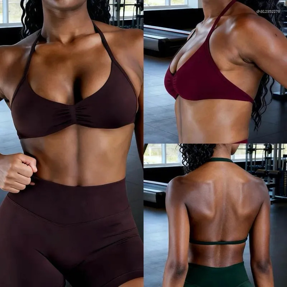 Yoga Suit Women's Suspender Sports Bra Push Up Sexy Backless Gym Crop Top With Padding Seamless Fitness outdoor Training Vest Shorts 003
