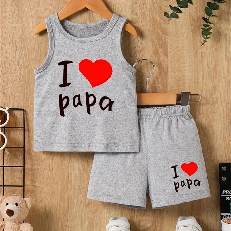 Summer Baby Boys Round-Neck Letter Print Vest and Shorts Casual 2-Piece Set 260529BJ