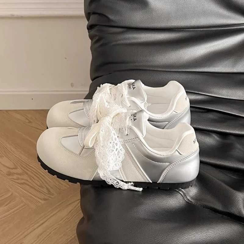 Ballet Style SneakersLace Bow Women's Flat Casual Shoes Breathable Black Sneakers for Spring Summer Versatile Trendy Shoes H2608041
