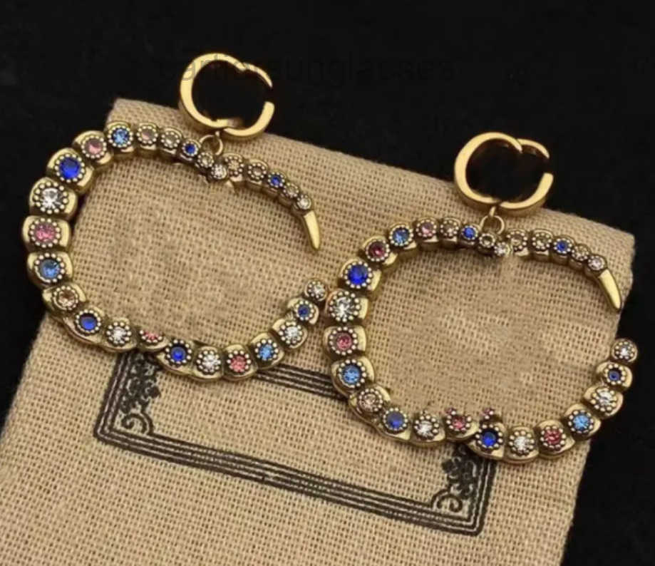Designer Keychains 2022 New fashion Stud brand earring color diamond double letter brass material personality Earrings women wedding party designer