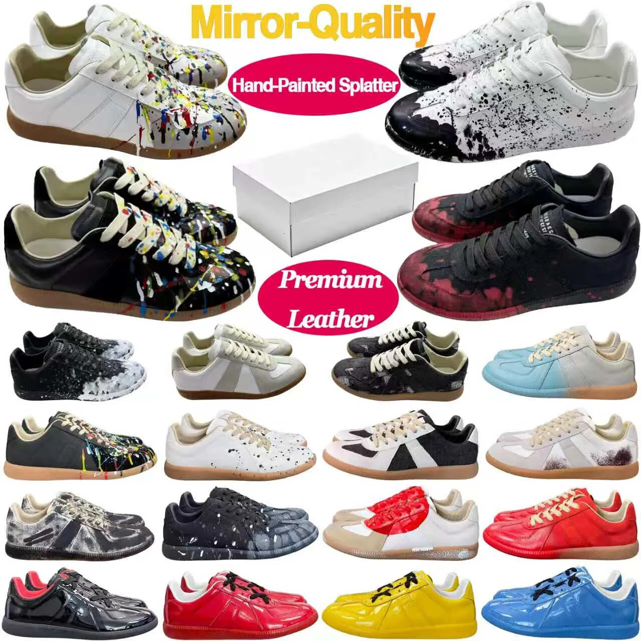 Top Quality German MM6 Army Margela Shoes GATs Suede Gum Classic Casual Sneakers Paint Trainer Gat Sneaker Black Grey White Painter Nude Brown Women