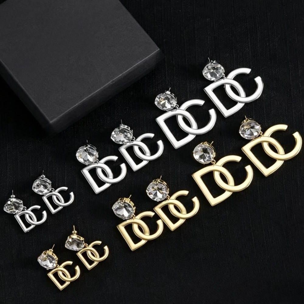 designer earrings classic vintage initial charm heart pendant earrings with diamonds fashion zircon bow stud earrings luxury brand jewelry for women