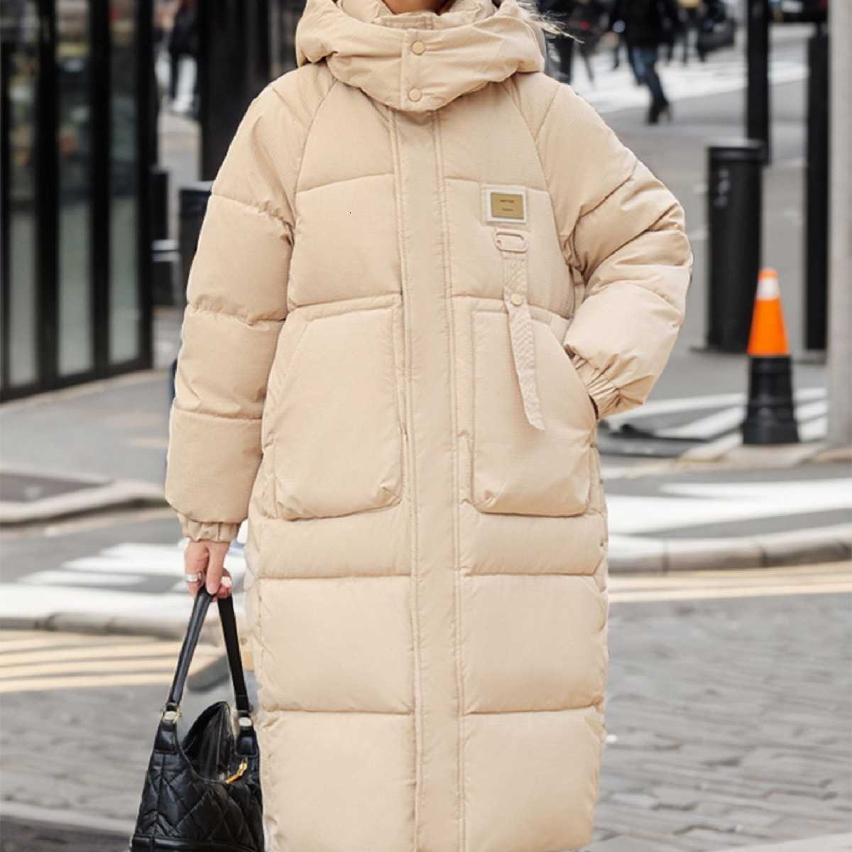 Jacket Puffer Down Cotton Jacket Womens Mid Length Winter New Version Cotton Jacket Thickened Kn Length Hooded Cotton Jacket Trend S260804F3HE