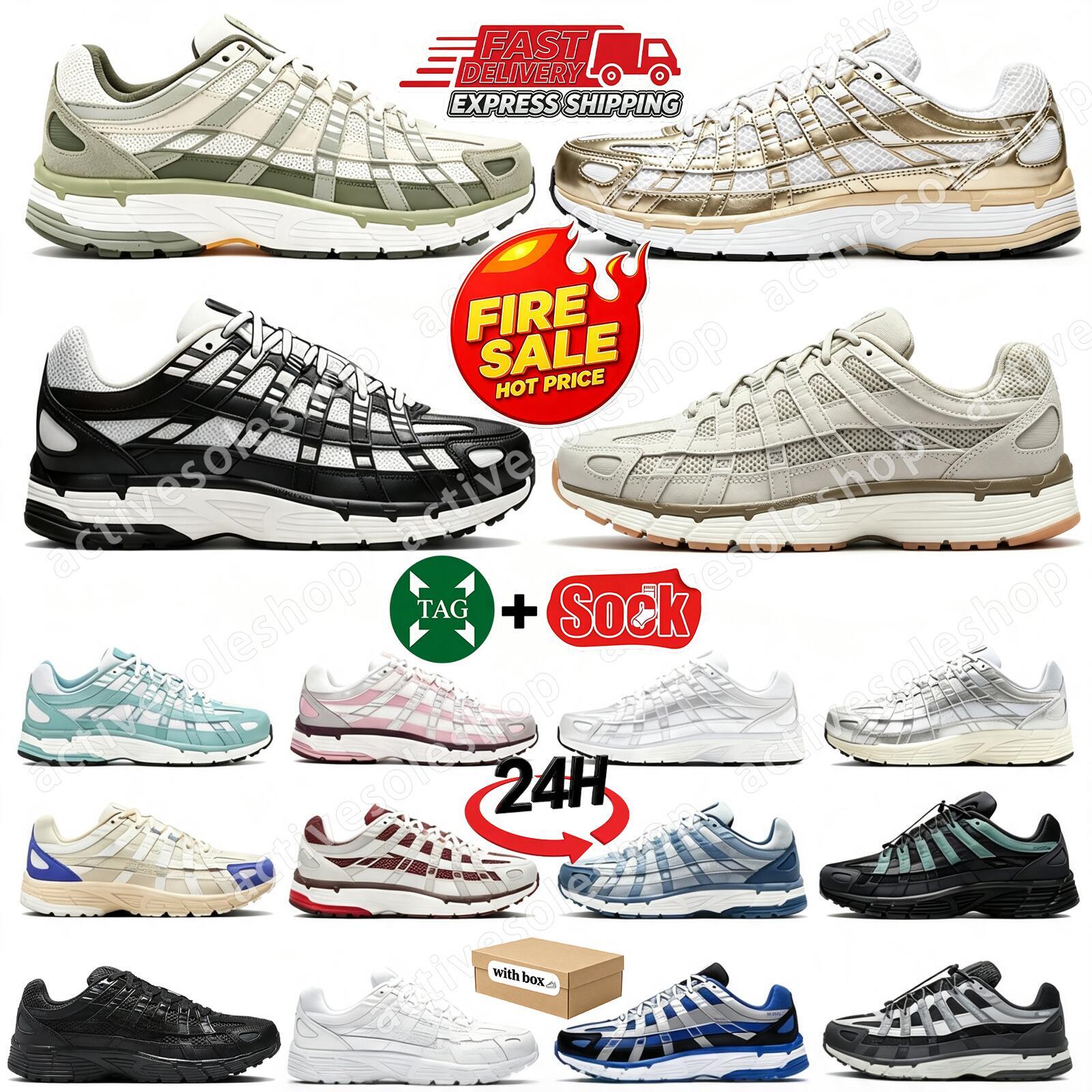 Designer Running Shoes P6000 Unisex Triple Black White Khaki Wolf Grey Smoke Grey Metallic Silver Blue Light Bone Sneakers Outdoor Sports P 6000 Tra