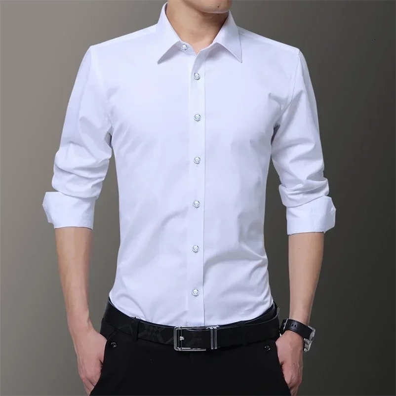5Colors White Shirt Slim Solid Color Long-sleeved Shirt Business Formal Casual Shirt Mens Classic Plus Size 8XL 260615BJ