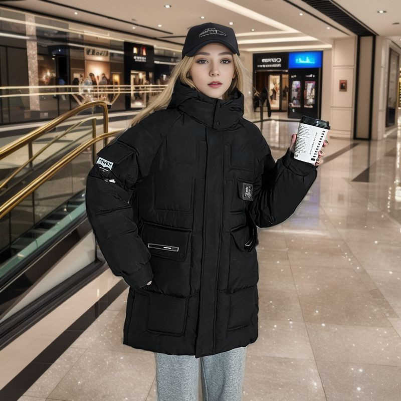 jacket puffer Down Cotton Jacket Womens Medium Long Winter New Version Loose Thickened Windproof Warm Cotton Jacket Western Style Cotton Jacket Coat