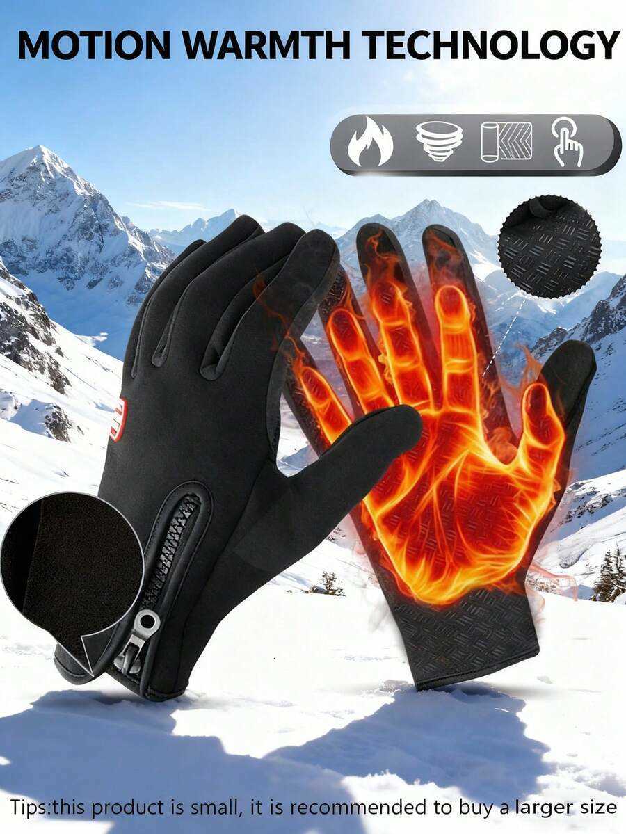 1 Pair Mens Winter Warm Windproof Gloves Waterproof ColdResistant AntiSlip Velvet Touchscreen Compatible Gloves Outdoor Sports Fishing Cycling Skiin