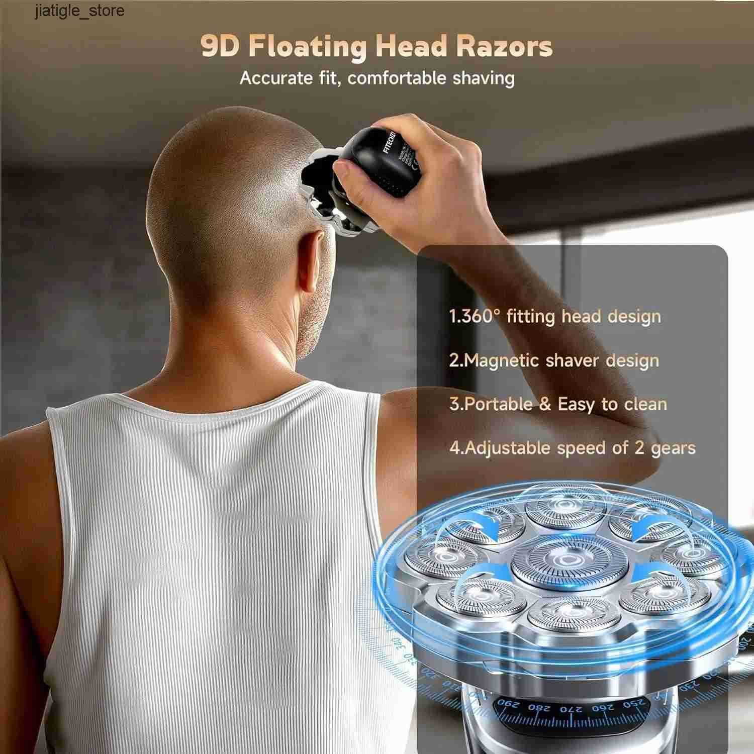 Men Head Shavers for Bald Electric Razor for Men 5 in 1 Electric Razor 9D Floating Head Shaver with Magnetic Detachable s X251128 M260804