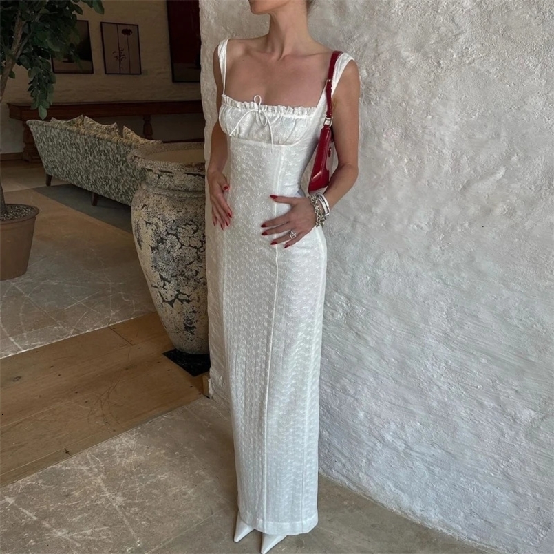 Summer Square Collar Embroidered Temperament Slim Fit Vacation Style Simple Hip Hugging Long Skirt for Women 260611BJ