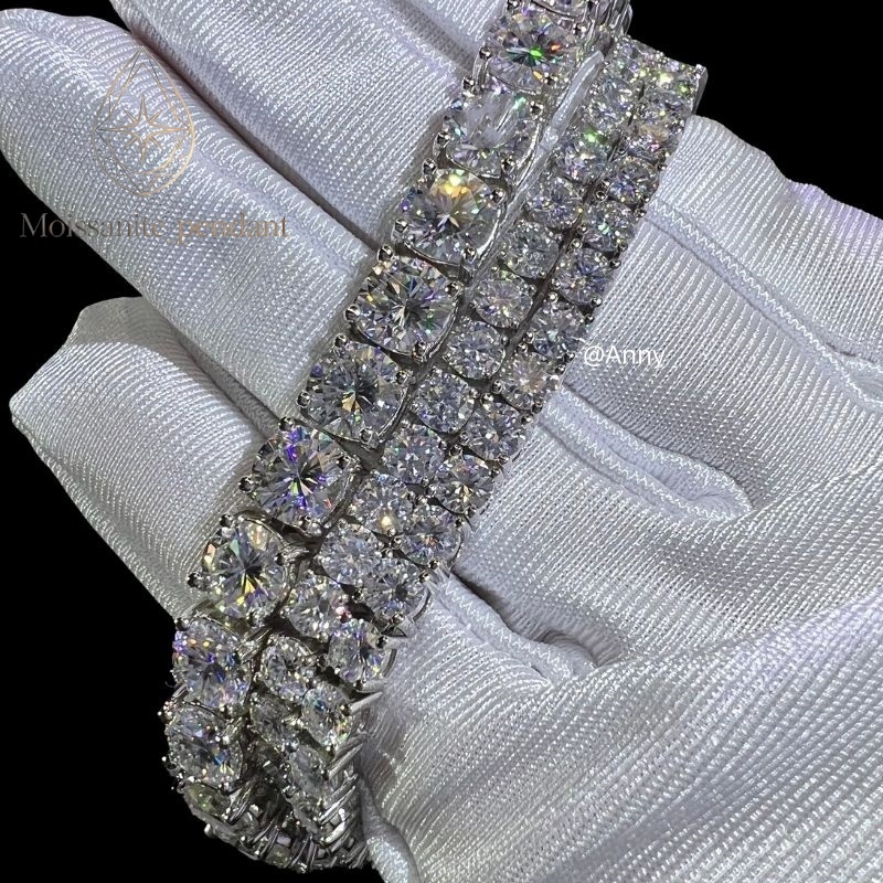 Mossanite VVS Diamond Tennis Chain 3mm 4mm 5mm Solid 925 Silver Tester Passed Round Brilliant Cut Moissanite Tennis Bracelet
