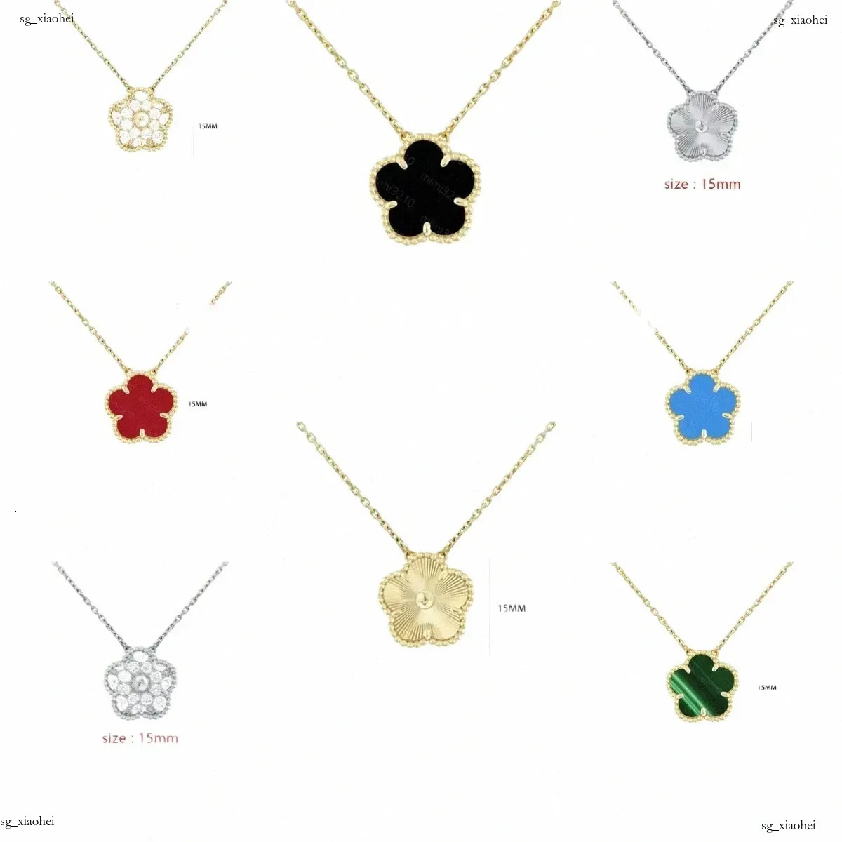 Créateur de fleurs de trèfle Pendentif en agate plaqué or 18 carats Cadeaux de vacances en acier inoxydable Collier à quatre feuilles Créateur de