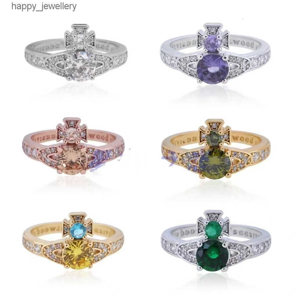 Full zirconia inlay Saturn orbit ring shiny trendy new high-end version popular with Instagram influencers and celebrities T260804