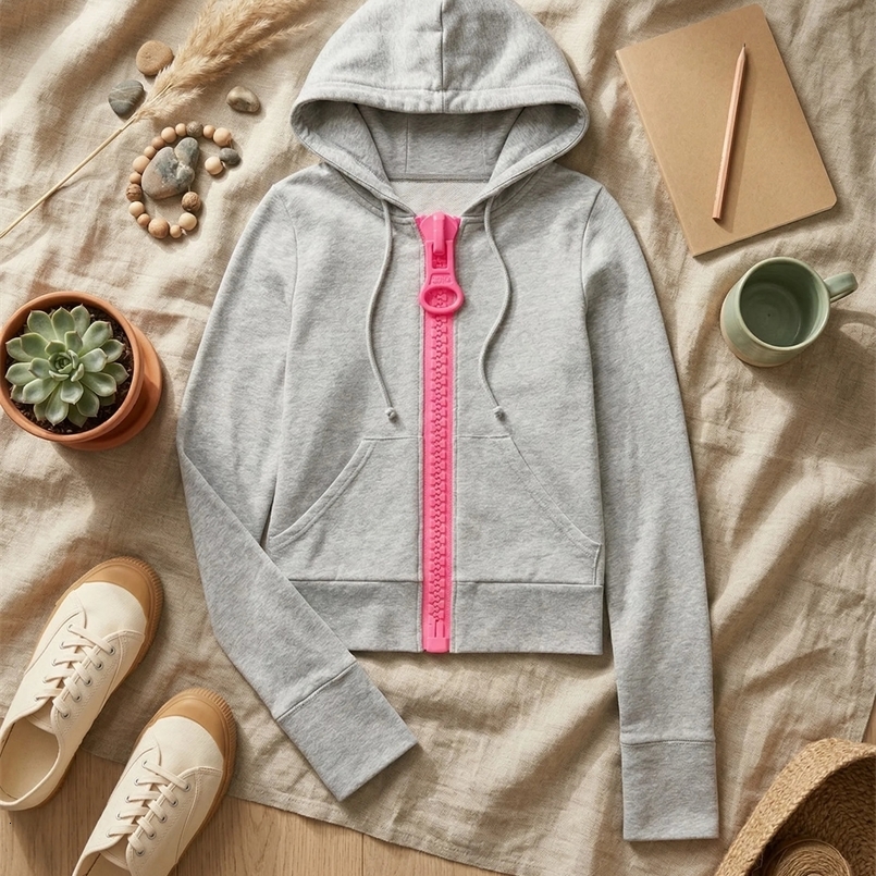 Harajuku Fashion Retro Gray Hip Zip Up Hoodie Men and Womens Y2K Street Casual Urban Oversized Giant Pink Zipper Loose Hoodie 260618BJ