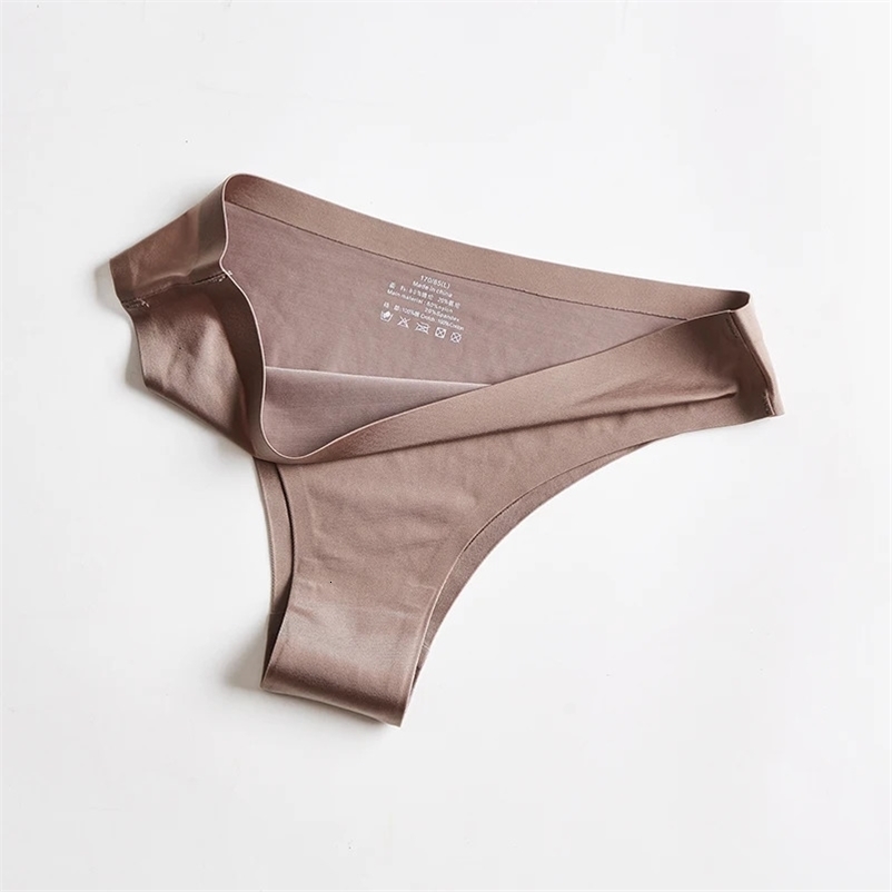 BANNIROU 1Pcs Seamless Thongs Womens Underwear Ice Silk Sexy Sports Panties Female T-back Solid Soft Panties Woman 260611BJ
