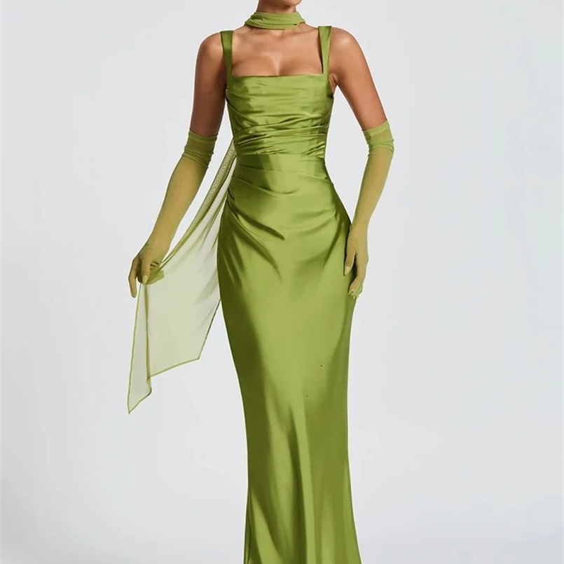 Mozision Satin Backless Sexy Maxi Dress Women Elegant Halter Off-shoulder Sleeveless Lace-up Bodycon Club Party Long Dresses 260611BJ