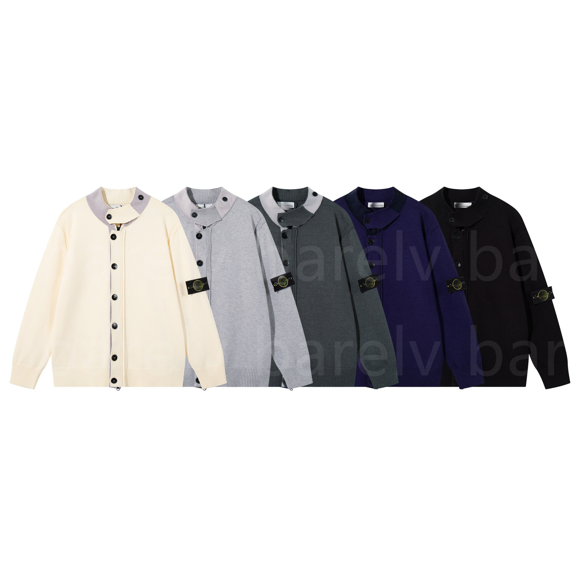 pull homme pull pierre automne hiver nouvelle veste classique manteau manches Badge tricoté pull bouton haut ouvert