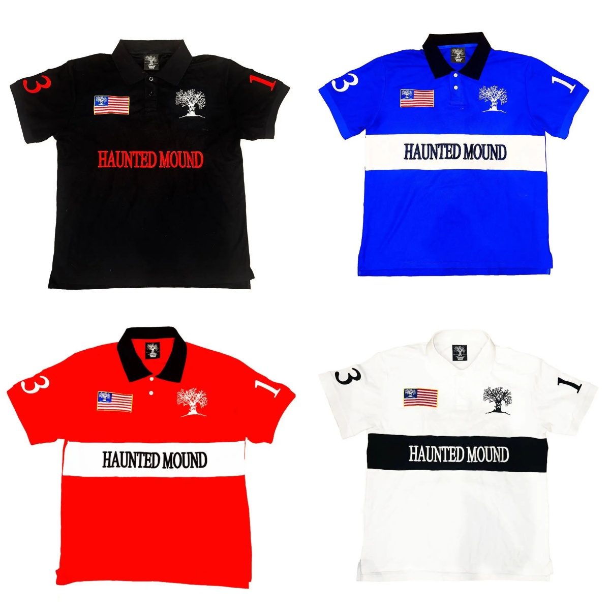 Men's Polos American Retro Street Hip-hop Short Sleeved Y2k Casual Embroidered Cotton Top Baseball Haunted Mound Polo Shirt