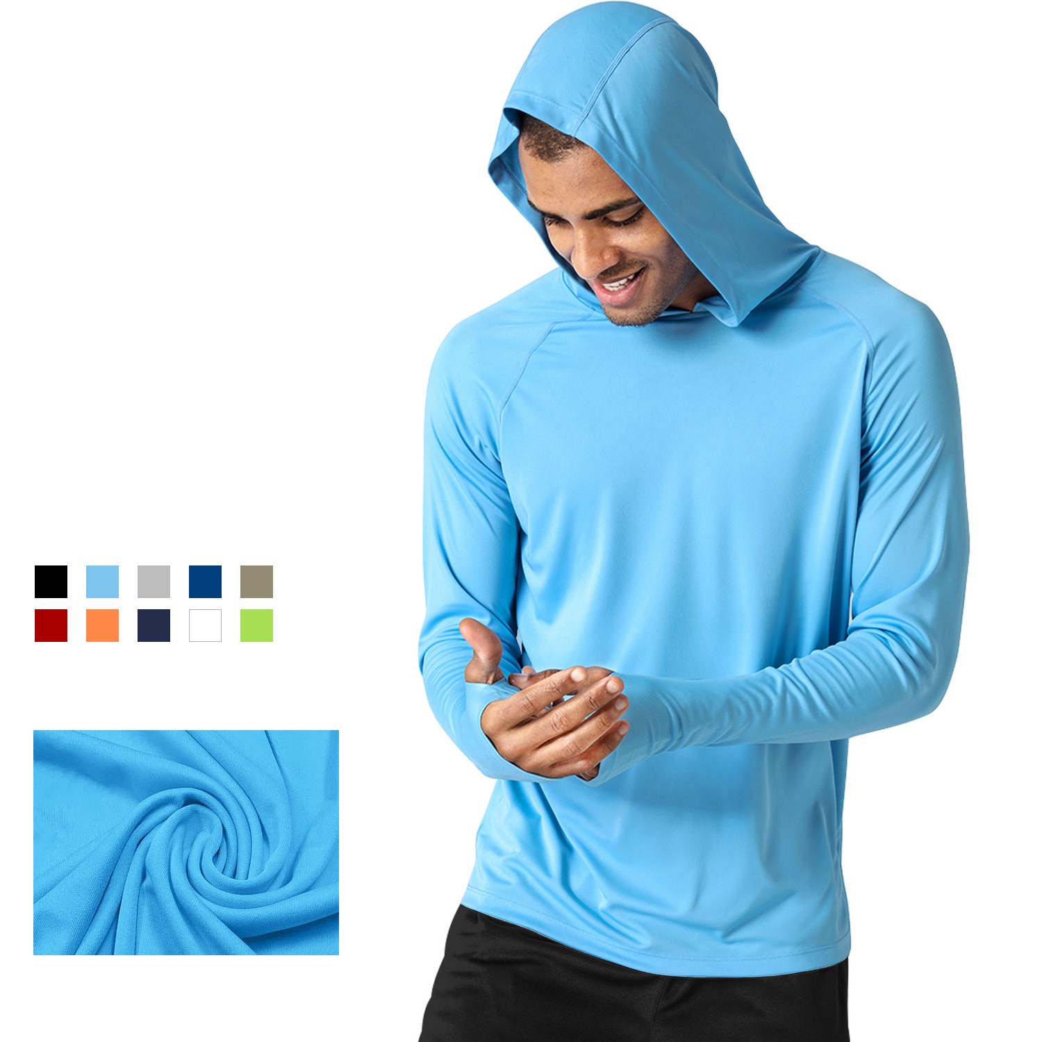 UU-L6364 Men Hooded Sun-proof Yoga Pullover Outdoor Hiking Clothes Sportswear Quick-drying Hooded Sweater Fashion Loose Hoodies Top