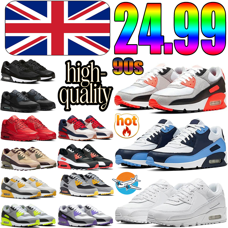 big size 36-50 Running 90 Shoes high quality men blue Designer Sport neon 90s Sneakers Black white Baltic Cool Gradient Pink Green Height Increasing