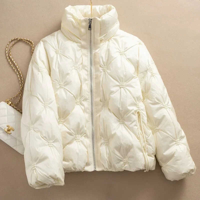 Short Womens 90 White Duck down Jacket Loose Fit Padded Coat Outerwear S260804MWVT