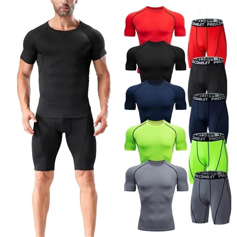 Mens compression sportswear set tight fitting and breathable yoga fitness jogging sweatshirtshorts boxing cycling and running 260611BJ