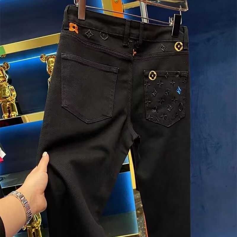 2025 Spring New Men's Stylish Jeans European Fashion Brand Unique Heavy Embroidery Light Luxury Versatile Slim Fit S260804WSLZ