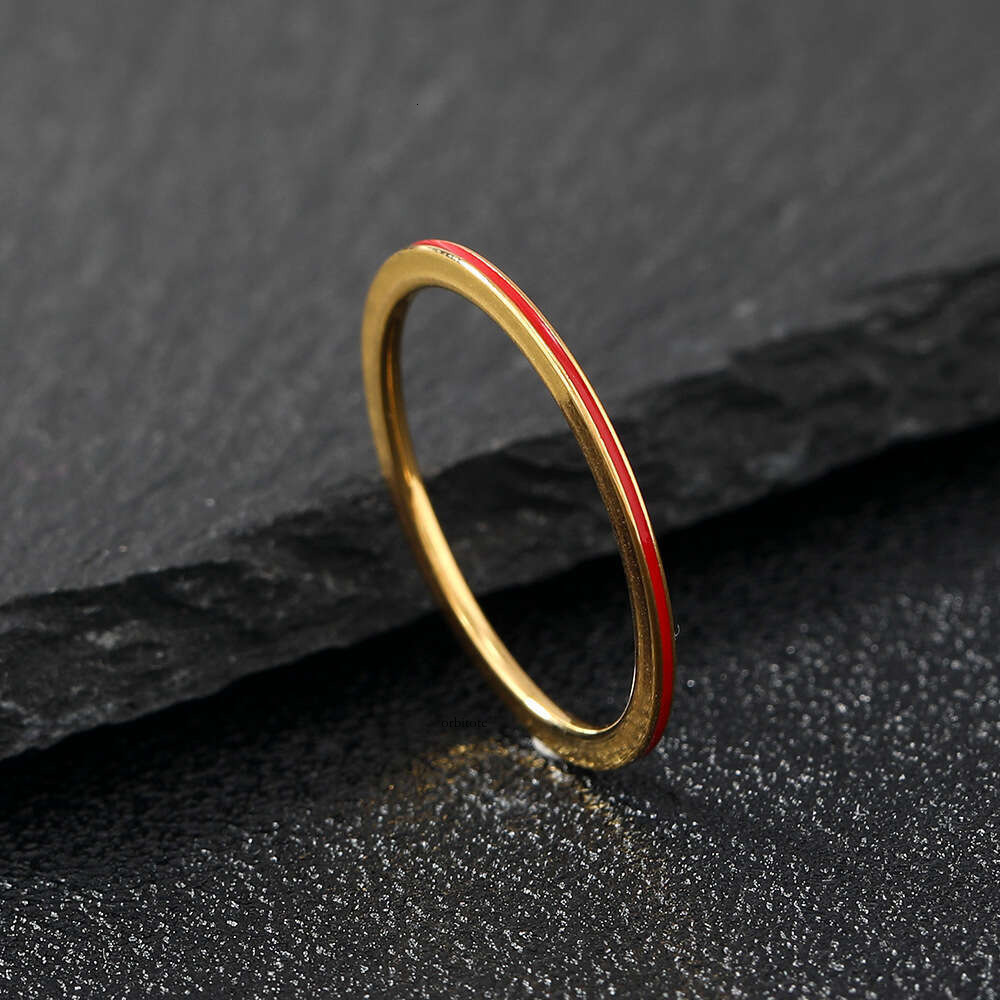 Korean-style niche Jewelry popular Sterling Silver 14K 18K Gold jewelry 1mm ultra-thin colorful oil-coated titanium steel ring wholesale factory