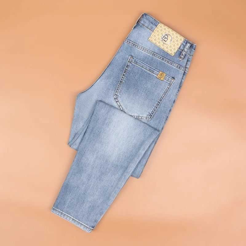Men's cropped jeans summer thin style 2024 new trendy straight slim fit stretchy versatile casual pants S2608048DCX