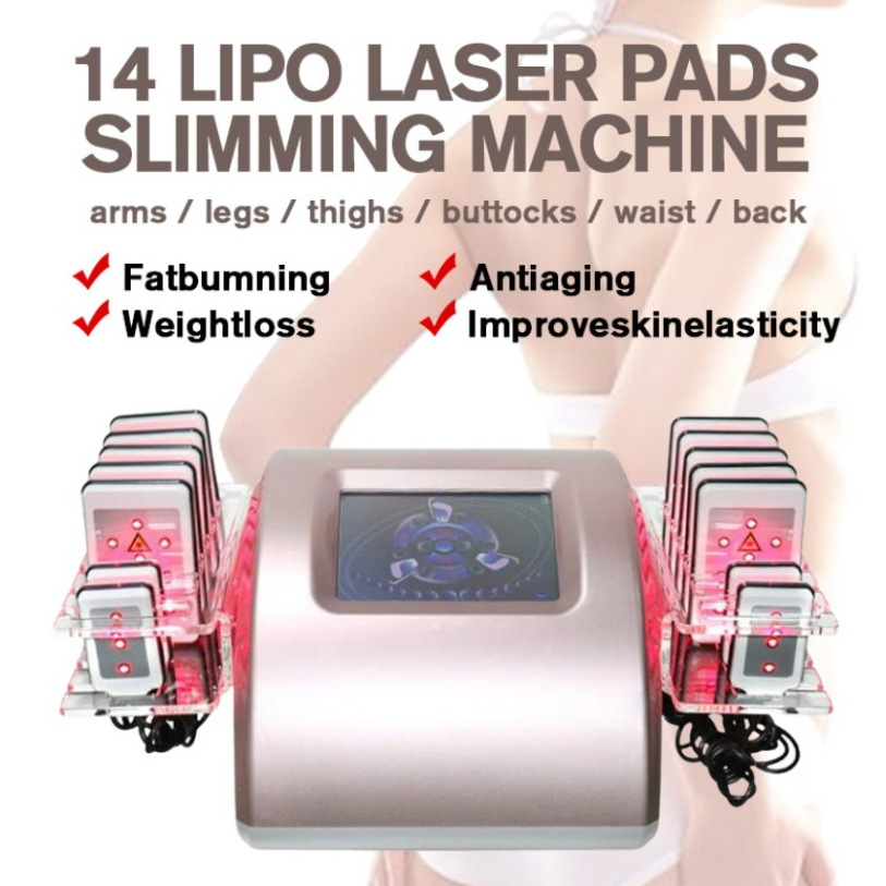 Lipo Laser Machine 14 Pads Lipolaser Slimming Machine Fat Burning Liposuction Cellulite Reduce Beauty Salon Use Equipment Zz.V1.1B