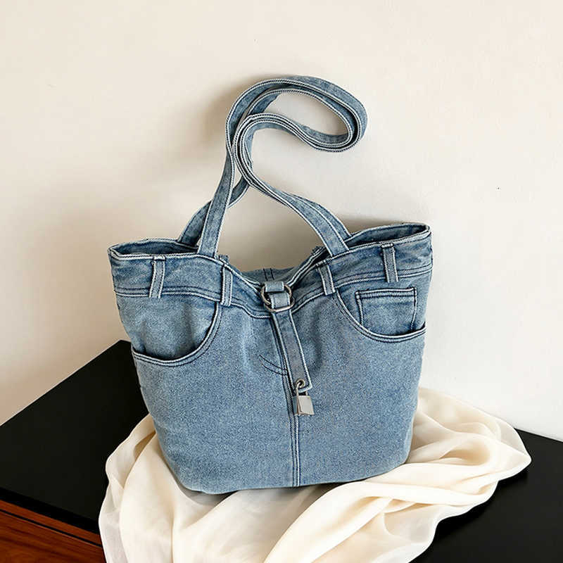 Denim Bag Women's Designer Jeans Shoulder Bag Large Capacity Shopping Bag Vintage Handbag High Quality Canvas Commute Handbag H260805