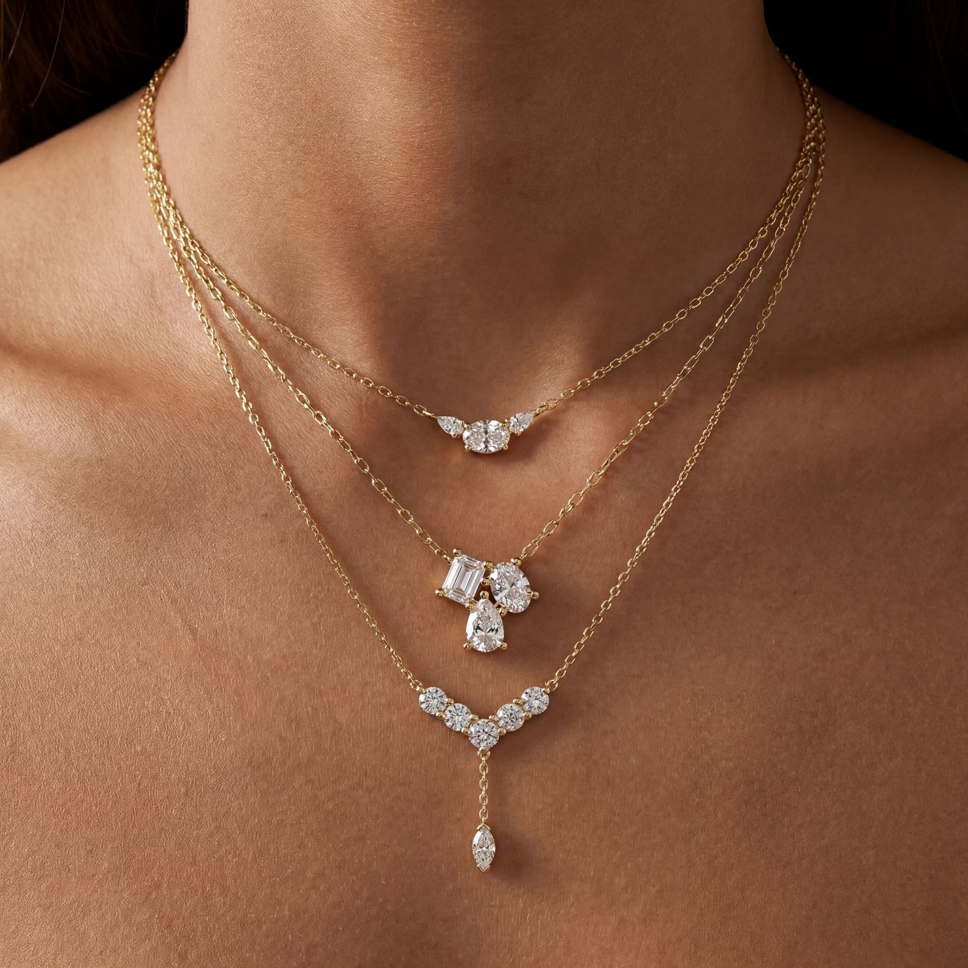 New water drop zircon necklace, light luxury niche design with a high-end feel, fashionable and versatile stylish accessory