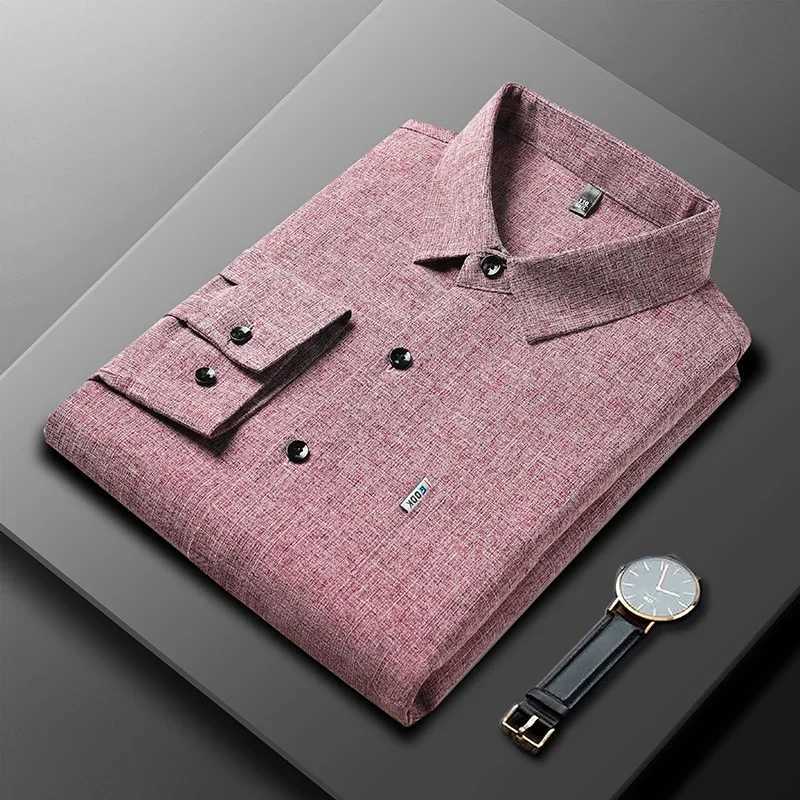 New Men's Business Casual Long Sleeved Printed Shirt with Wrinkle Resistance No Ironing Comfortable All Season Versatile Top Z260805