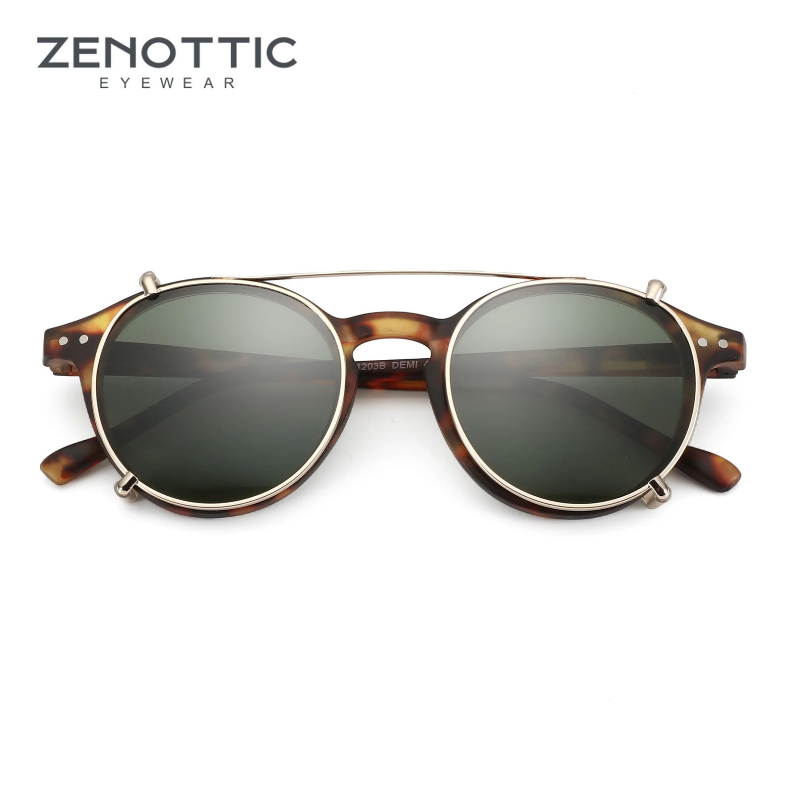 ZENOTTIC Retro Style Clip on Sunglasses for Men Women Circle Anti Blue Light Glasses Polarizing Clips 260805
