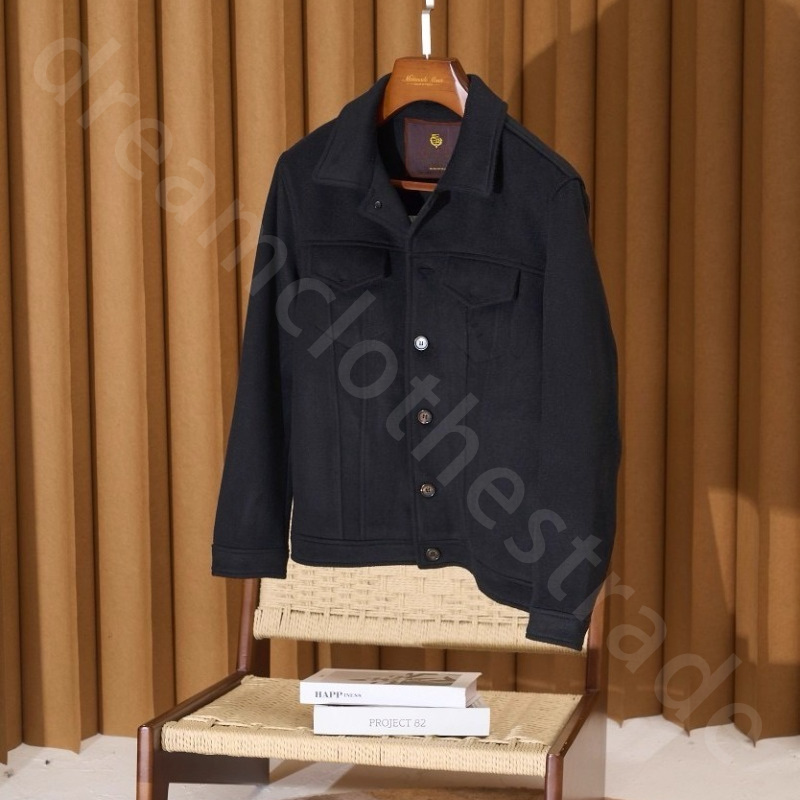 LP Coats for Men Wool Button Lapel Casual Black Jacket Coat L1289