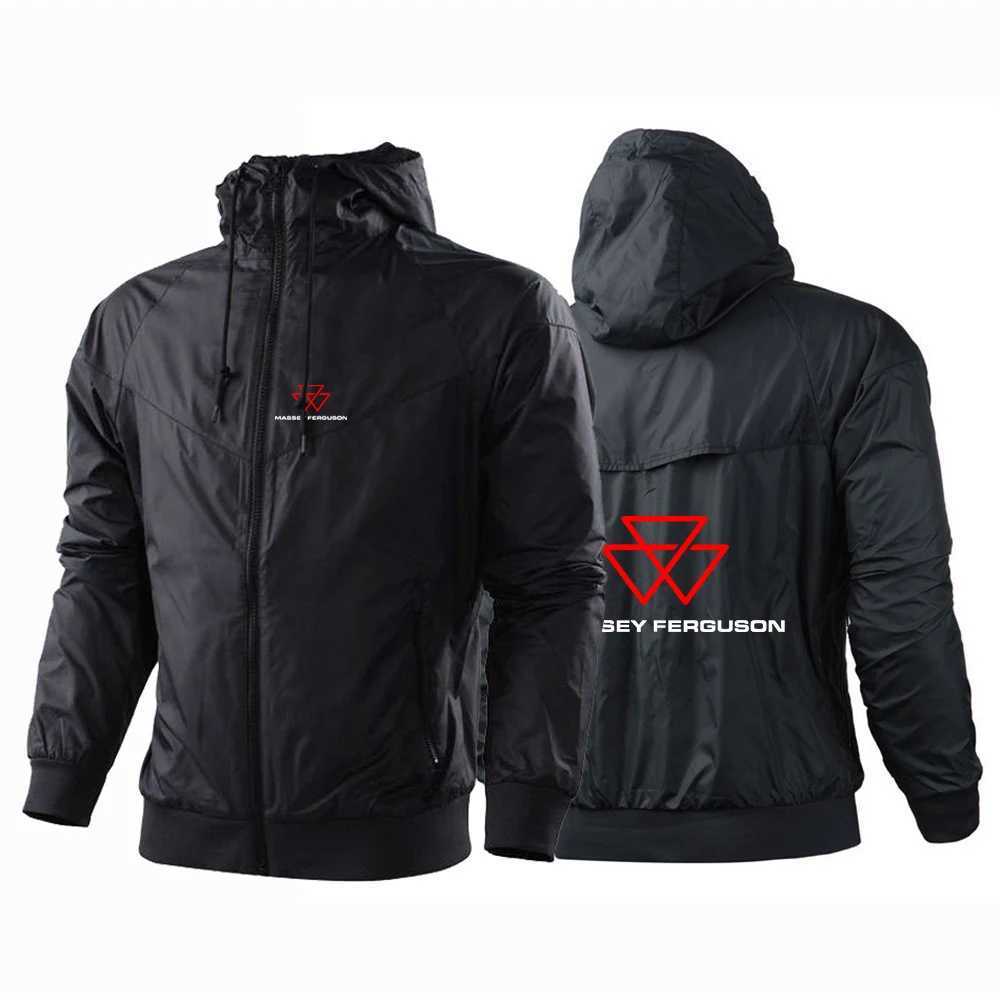 Massey Ferguson Tractor Agriculture 2024 Men Spring Autumn Print Windproof Casual Hooded Fashion Five-Color Windbreaker Coat S260805NQ08