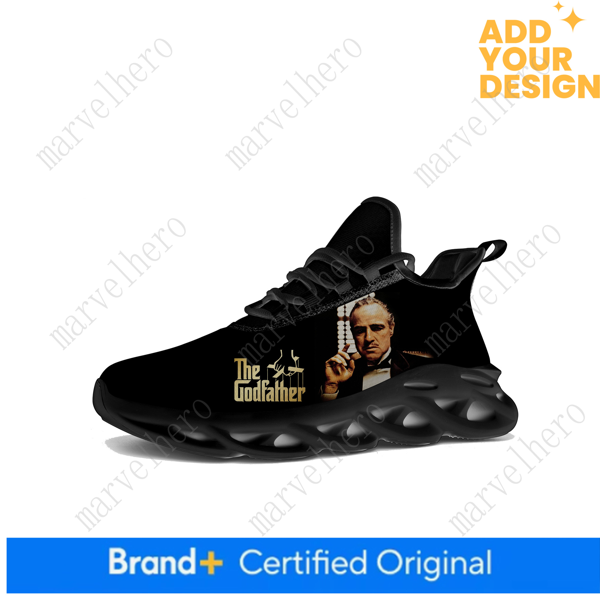 The Godfather Flats Sneakers Tupac Rapper Anime Pop Mens Womens Sports Running High Quality Sneaker Lace Up Mesh Footwear Custom Made Shoe Black