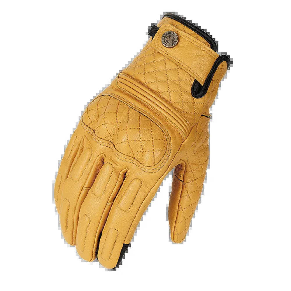 Motorcycle Gloves Vintage Touchscreen Retro Leather Motorbike Glove Men Wen Cafe Racer Locotive Knight Riding Guantes w J260805