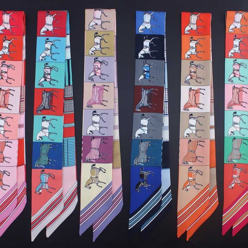 2023 Spring/Summer New Fashionable Printed Imitation Silk Scarf Versatile Sunscreen Ribbon for Bag Handles Women's Neck Scarf L260804WMKO