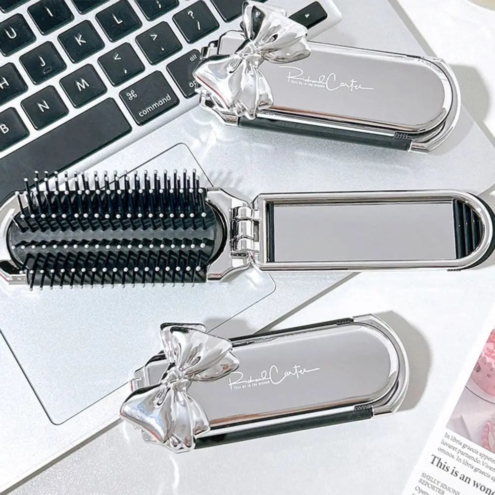 2 In 1 Mini Portable Folding Comb Mirror Diamond Air Cushion Bling Rhinestone Cosmetic Travel Pocket Hair Brush Makeup Tool 260805