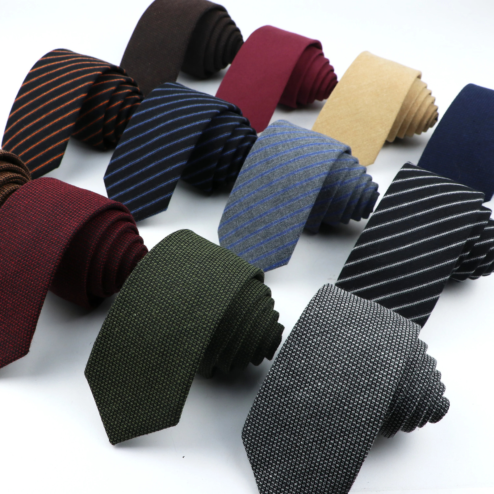 Men's Tie Solid Color Soft Wool Skinny 6cm Jacquard Necktie Accessories Daily Wear Cravat Wedding Party Gift For Man 260731