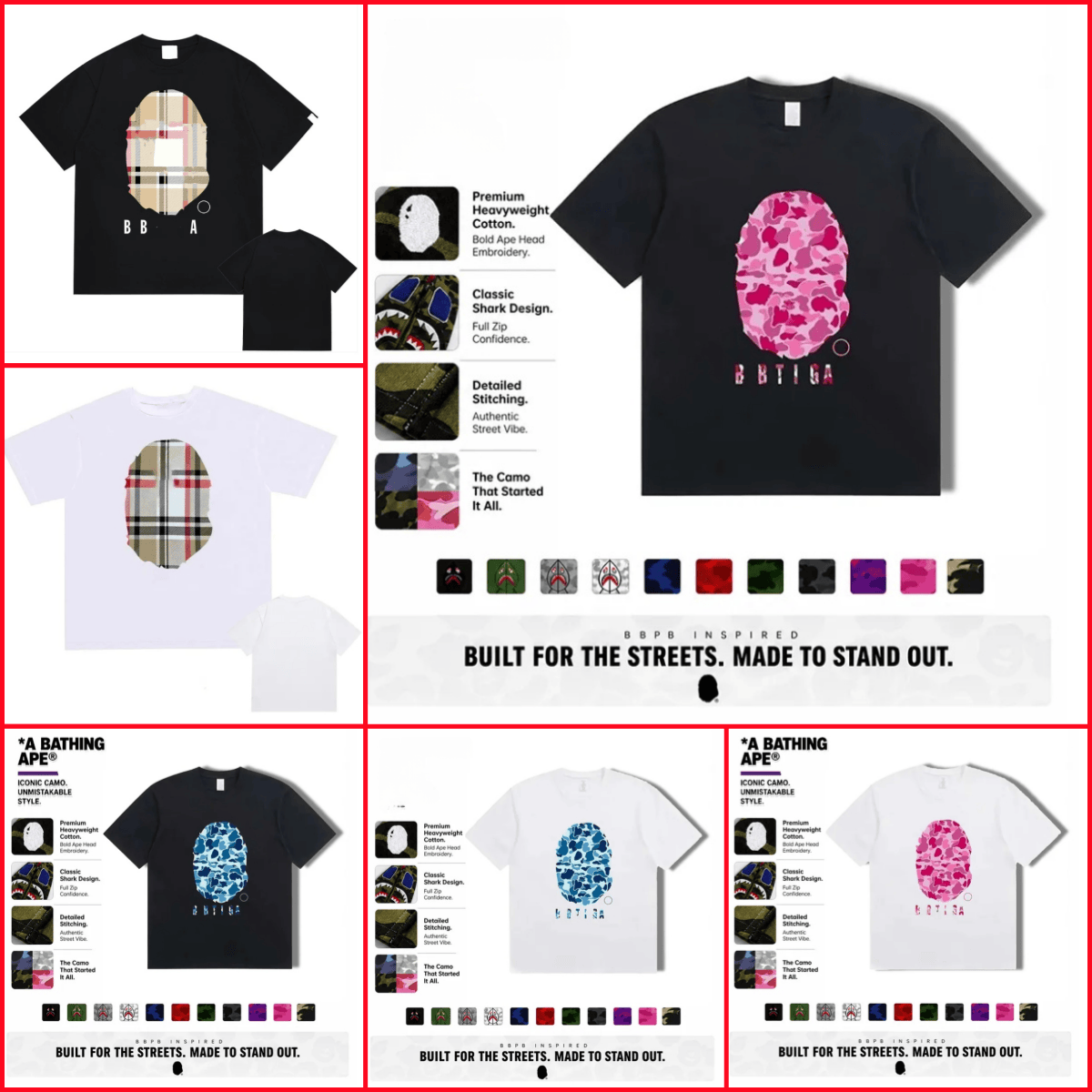 NEW 10A Ba pe shirt Graffiti Camouflage Graphic Tee Oversized Printed Tee Top Designer Shirt Hip Hop Streetwear Unisex Clothes shark Tshirt Men&#