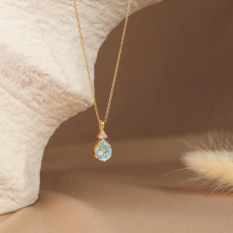 2026 Pendant Necklace Light Luxury Heart Collarbone Chain Wholesale Jewelry Blue Tears Water Drop
