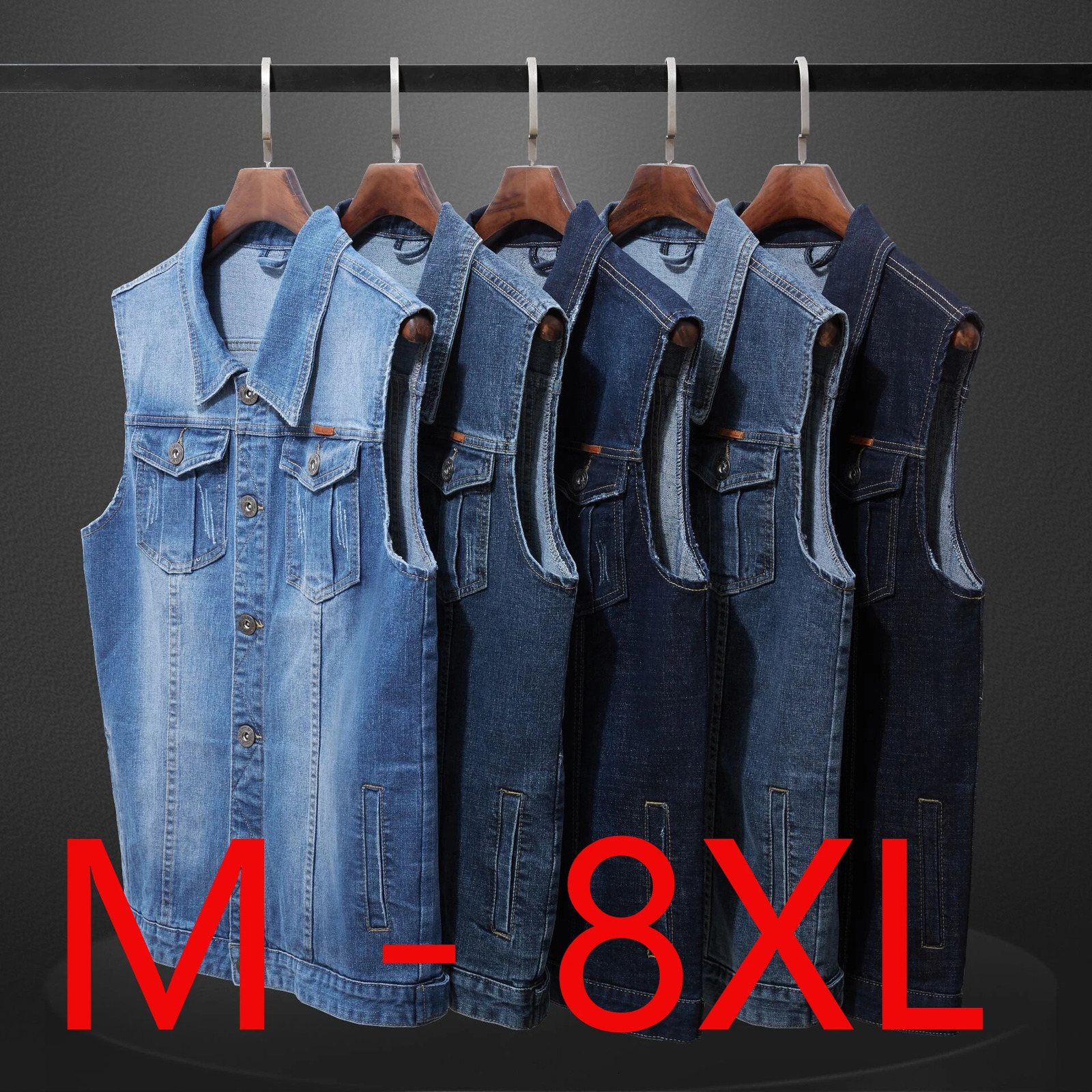 Large size men's denim vest plus size stretch sleeveless top loose waistcoat motorcycle waistcoat jacket 6XL 7XL 8XL men vests 260803